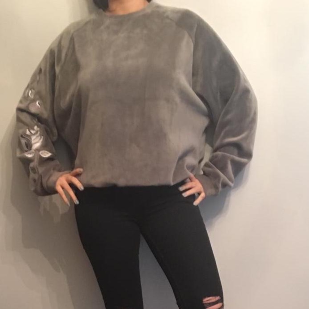 Sunny 33 Oversized grey velvet‎ sweater